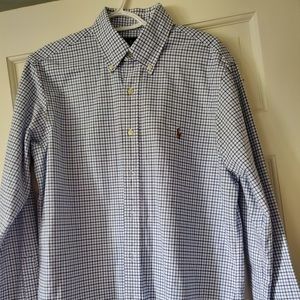 Men’s Blue and White Polo Dress Shirt